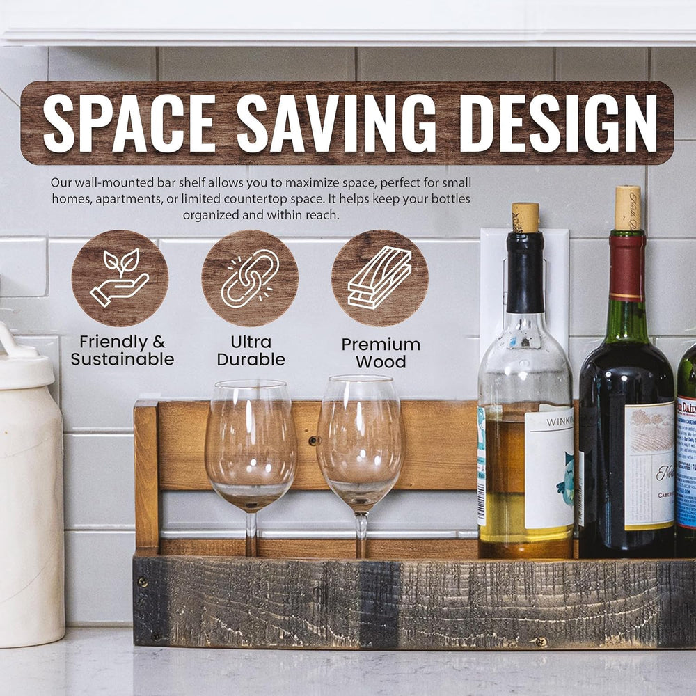Liquor Bottle Display Shelf – Whiskey, Wine & Bourbon Bar Shelf, Set of 2...