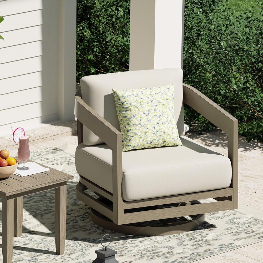 PEAK HOME FURNISHINGS Outdoor Aluminum Patio Swivel Lounge Chairs, Set of 2