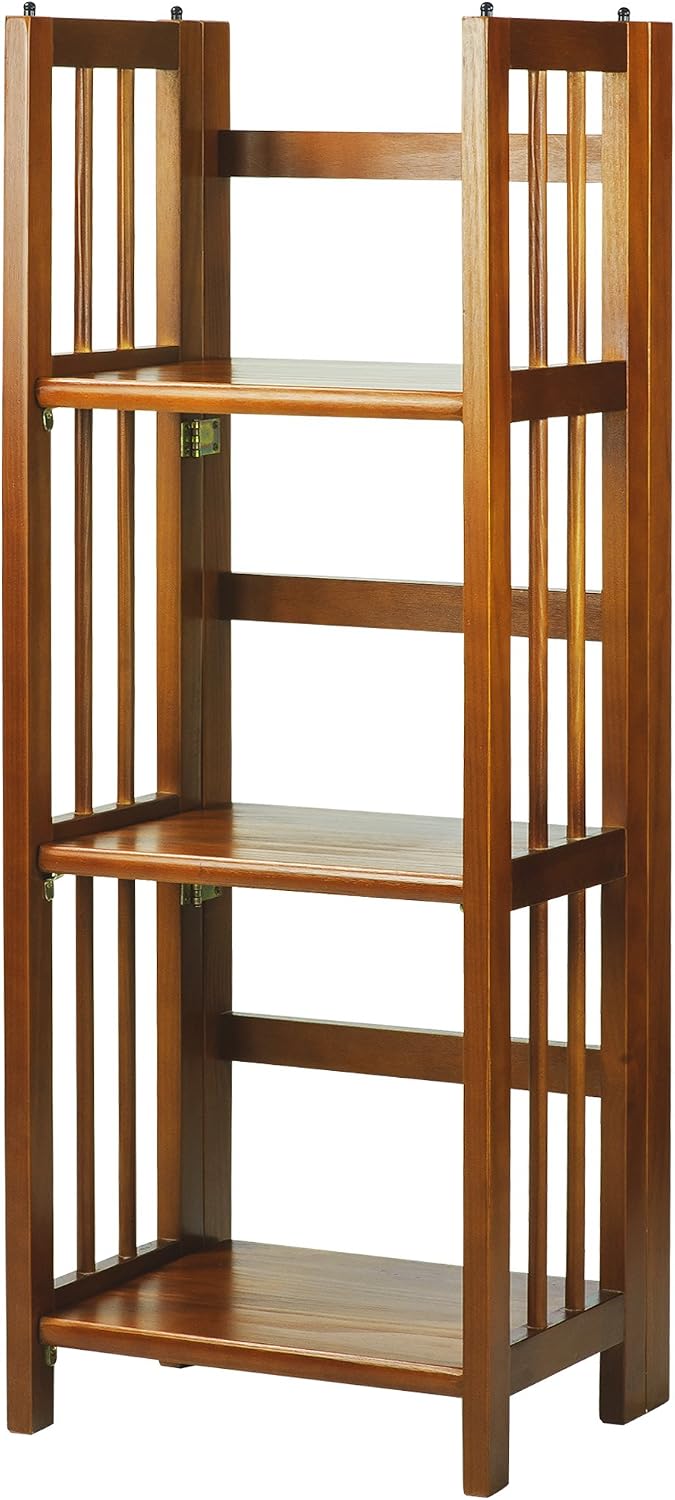 3-Shelf Folding Bookcase 14" Wide-Honey Oak