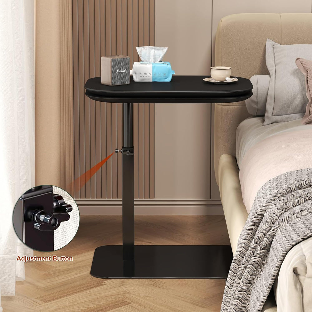 Adjustable Height C Shaped Side Table, 360°Swivel C Shaped End Table, Double ...