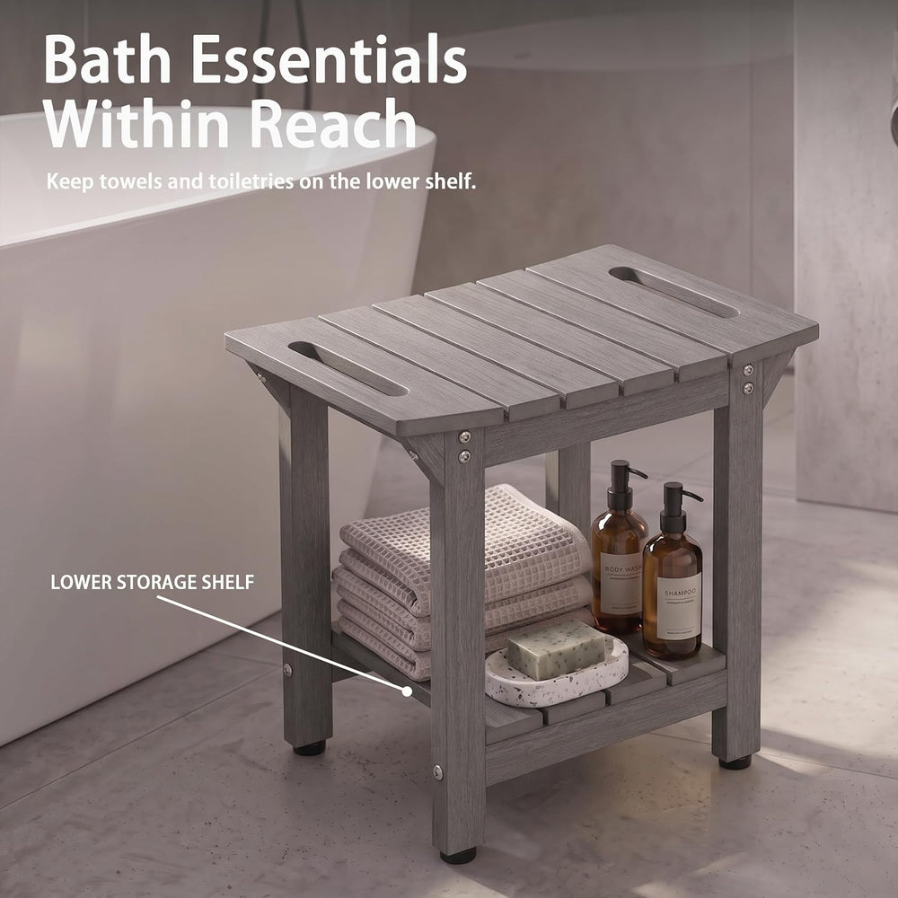 Waterproof HDPS 18.7" Shower Bench, Shower Chair for Inside Shower, Gray