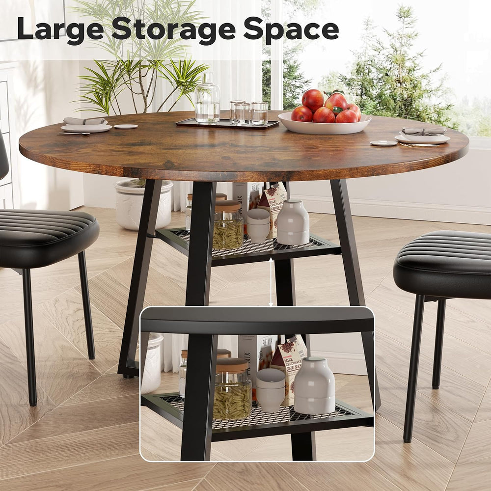 47 Inch Round Dining Table for 4-6 People,Modern Circle Dining Room Table Kit...