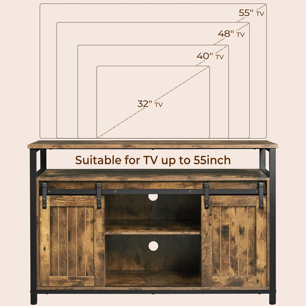 Yaheetech Farmhouse TV Stand for 55 Inch, Sliding Barn Door, Rustic Brown | S...