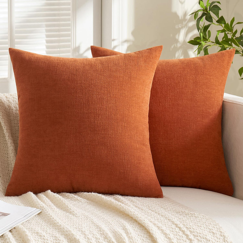 MIULEE Halloween Fall Burnt Orange Chenille Couch Pillow Covers, 20x20