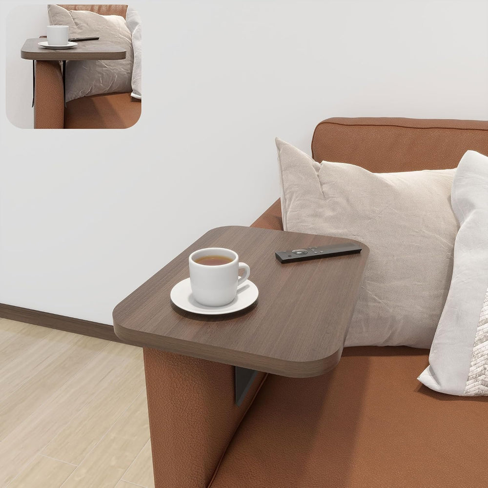 Stable Couch Arm Table Tray,Adjustable Width Clip-On Sofa Armrest Tray