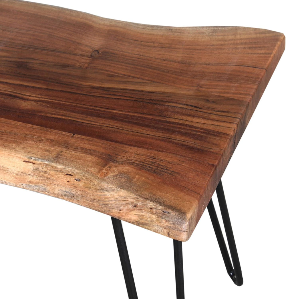 Alaterre Live Edge Solid Wood Entryway Bench with Hairpin Metal Legs, 48” | N...