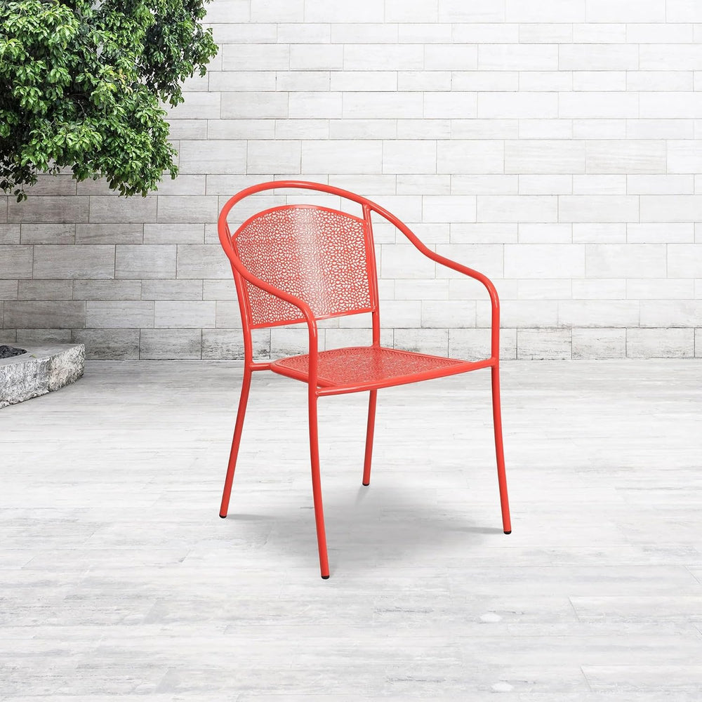 Flash Furniture Commercial Grade Coral Indoor-Outdoor Steel Patio Arm Chair w...