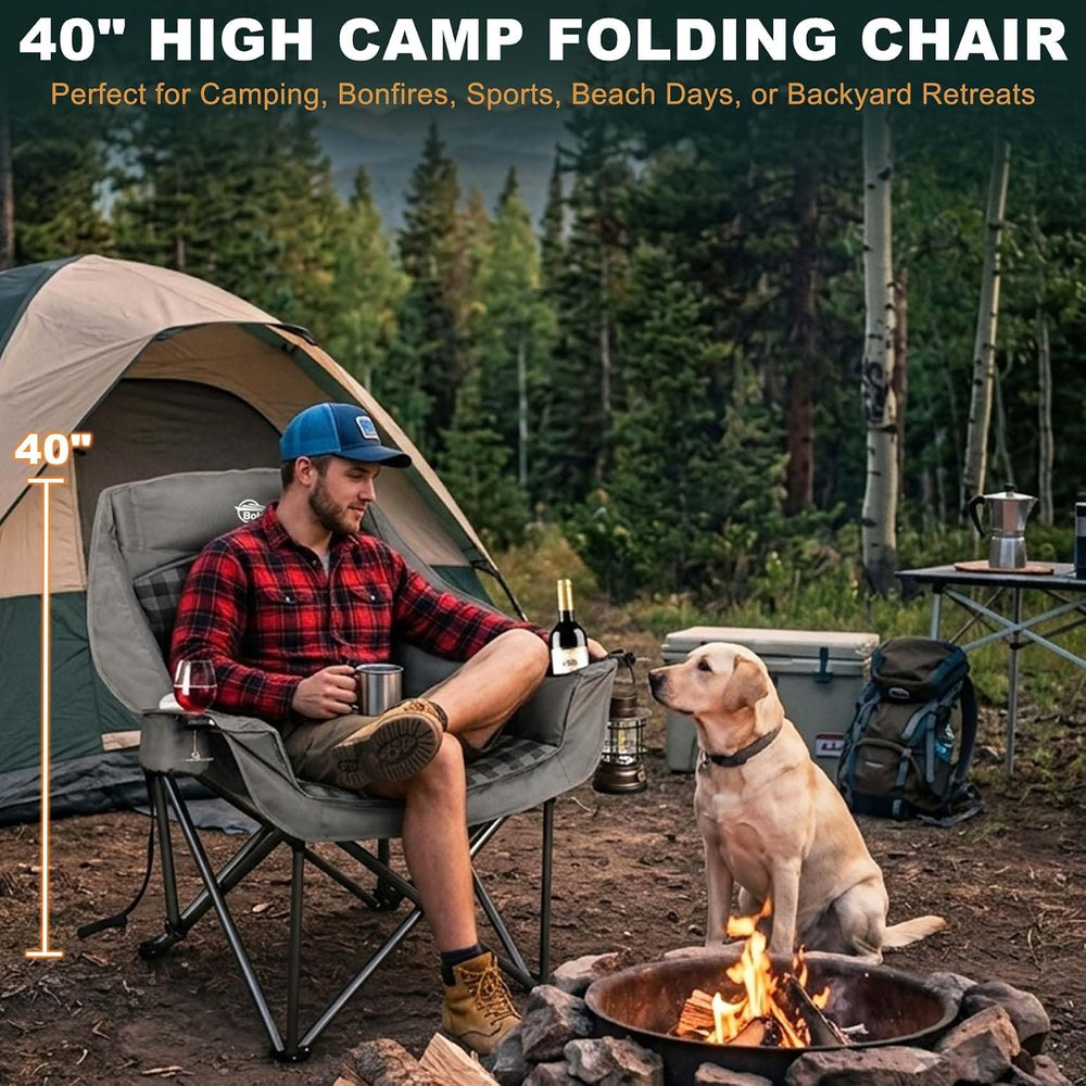 Oversized Camping Chairs for Adults Heavy Duty Padded Outdoor Lawn Chair