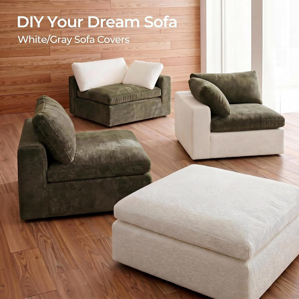 Amsleekey 108" Cloud Sectional Couch with 2 Washable Cover Sets | L-Shap...