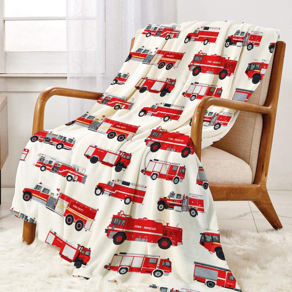 Fire Truck Blanket Gifts for Truck Lover 40 x 50 Inch for Kid,Red Truck Fanne...
