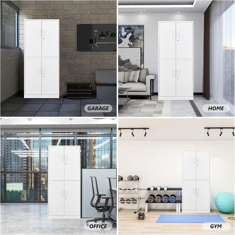 STANI Metal Storage Cabinet, Locking Steel Cabinet With 4 Doors and 2 Adjusta...