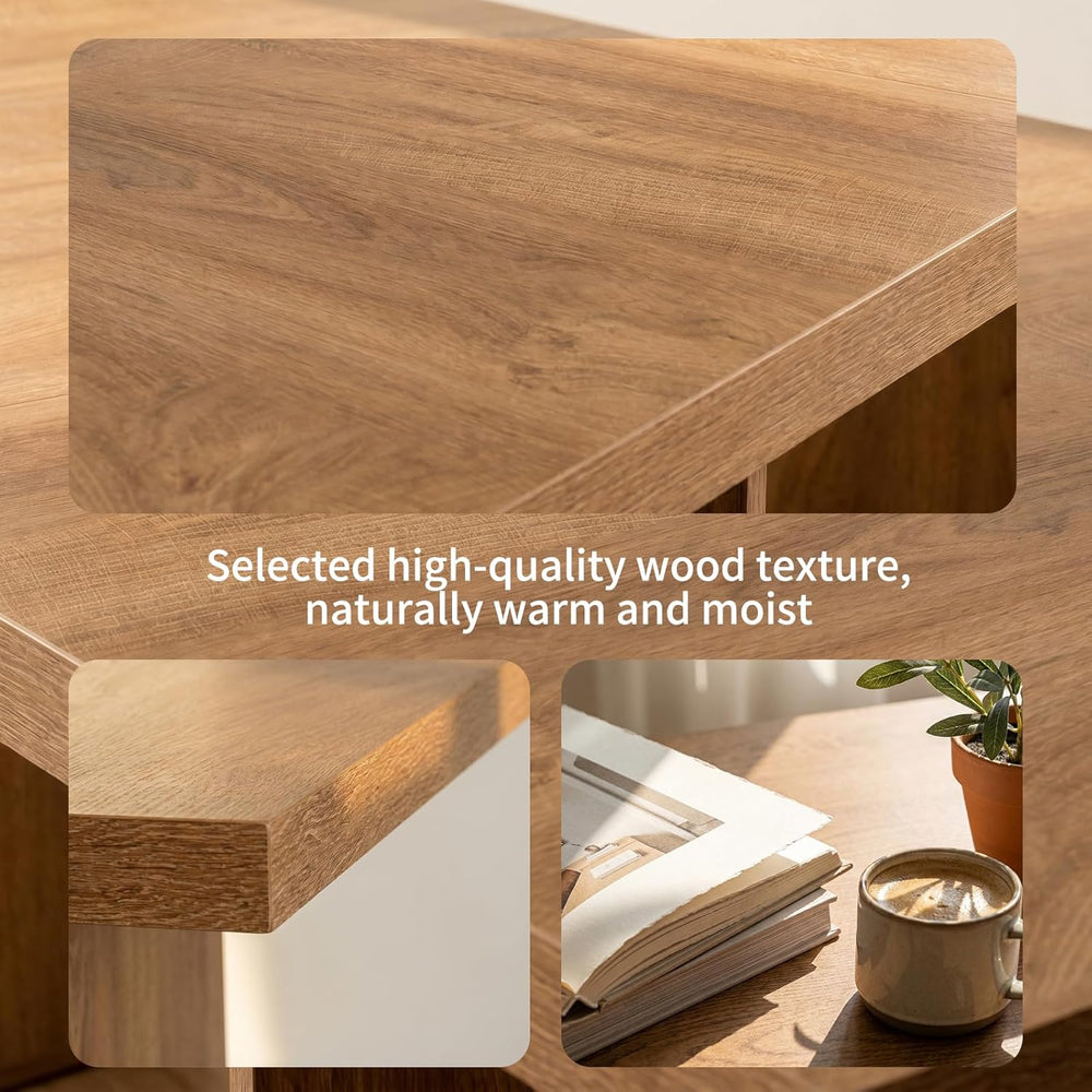 HIPIHOM 70.8'' Large Wooden Dining Table with 6 Open Storage Shelves,...