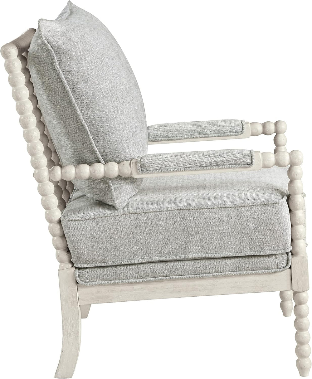 OSP Home Furnishings Kaylee Spindle Accent Chair with Antique White Wood Fram...