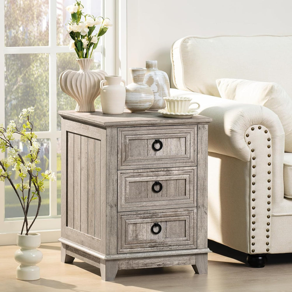 Joaxswe Farmhouse Nightstand Set 2, 18'' End Table | Sofa Bed Side Ta...