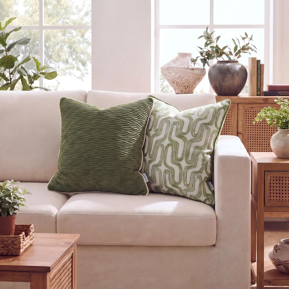 Moss Green Decorative Throw Pillow Covers 18"x18"