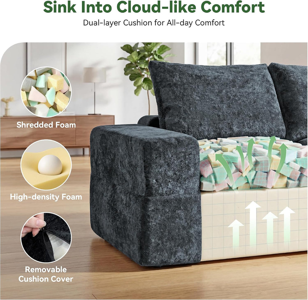 MONVANE 102" Modular Sectional Sofa, Oversized 4 Seat Convertible L Shap...