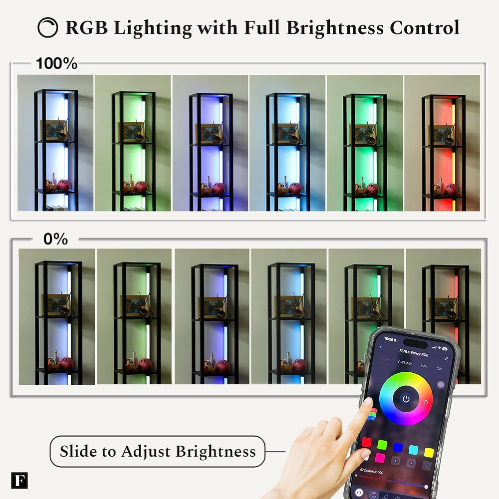 FENLO Fina - Floor Lamp with Shelves, Modern Shelf Floor Lamps for Living Roo...
