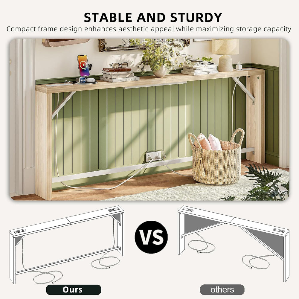 TIQLAB Sofa Table, 79 inch (1.2'' Thick Tabletop) Long Console Table ...