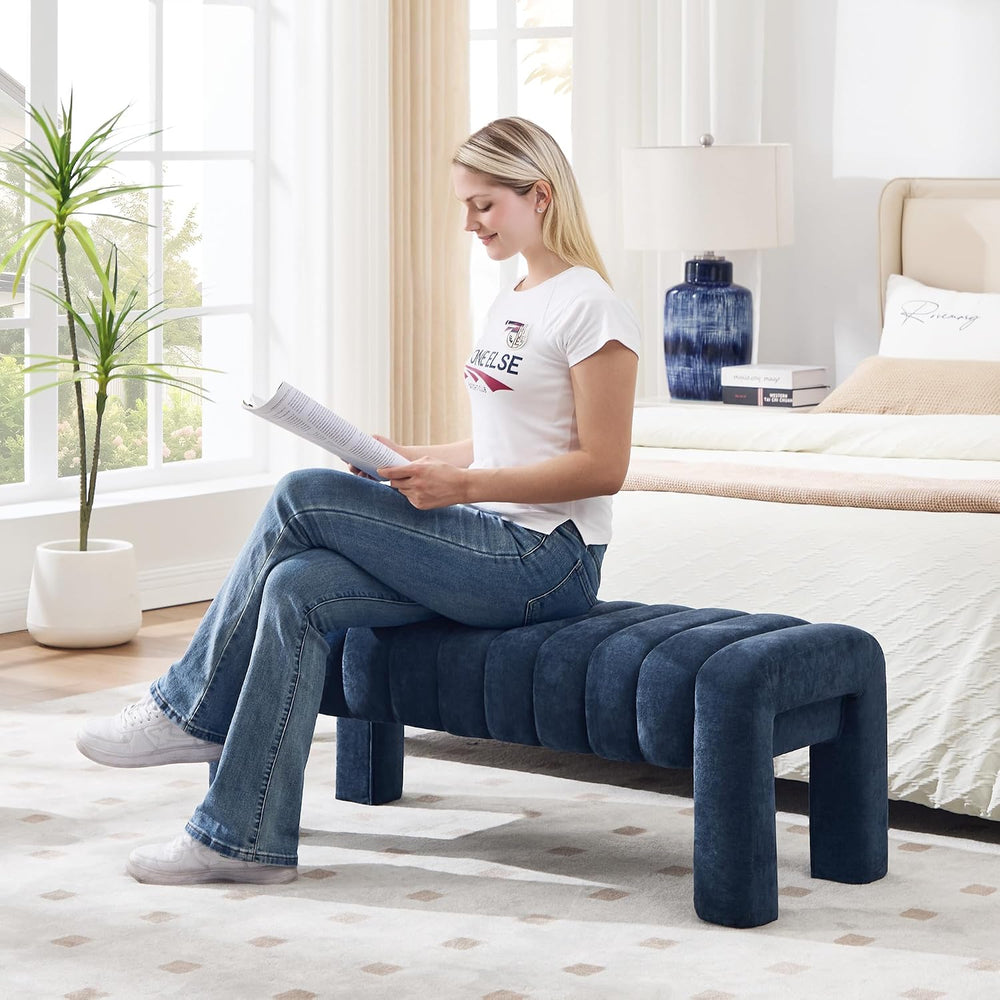 43.3" Bedroom Bench, Upholstered Entryway Bench, Modern End of Bed Ottom...