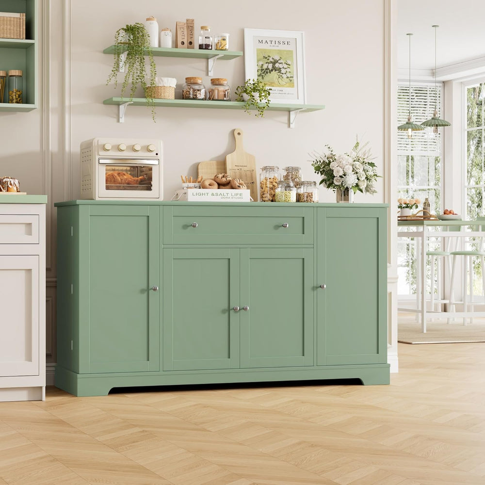 HITHOS 54" W Kitchen Buffet Cabinet with Storage, Coffee Bar Cabinet, Green
