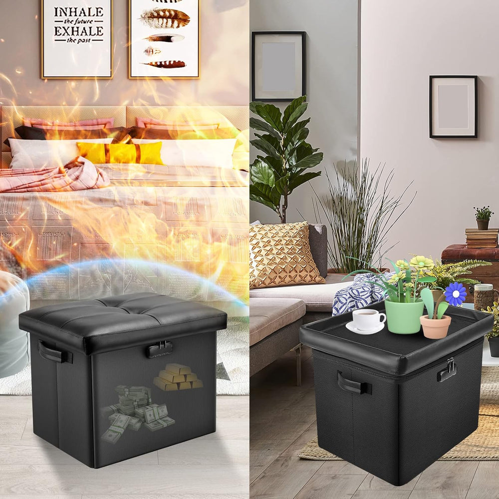DocSafe Storage Ottoman with Lock,Fireproof Folding Ottoman Foot Rest Stool S...