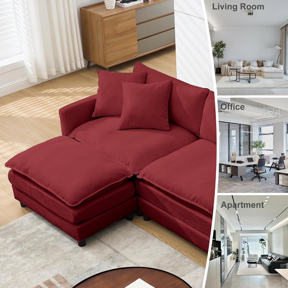 108.27" Modular Sectional Sofa, 4 Seat L Shaped Couch with Chaise | Deep...