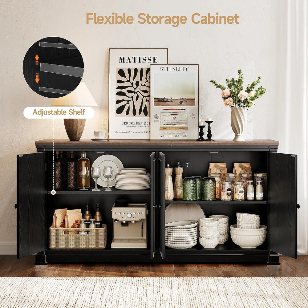 ONBRILL 63 Inches Buffet Cabinet with Storage, Large Sideboard Cabinet with 4...
