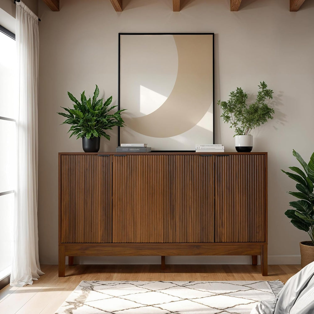 Best Choice Products 55" Modern 4-Door Sideboard Storage Cabinet, Buffet...