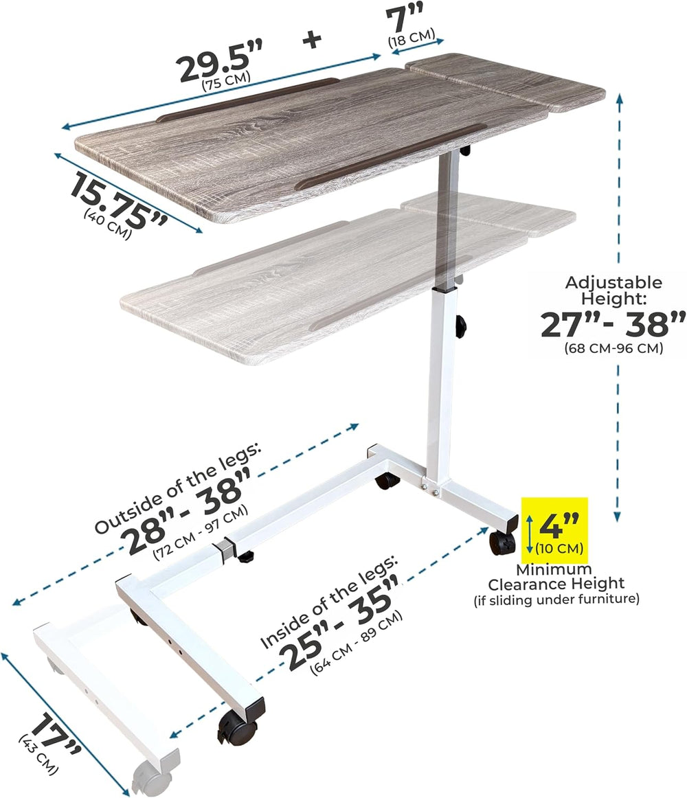 Recliner Table, Over the Bed Table with Wheels, Adjustable Width & Height...