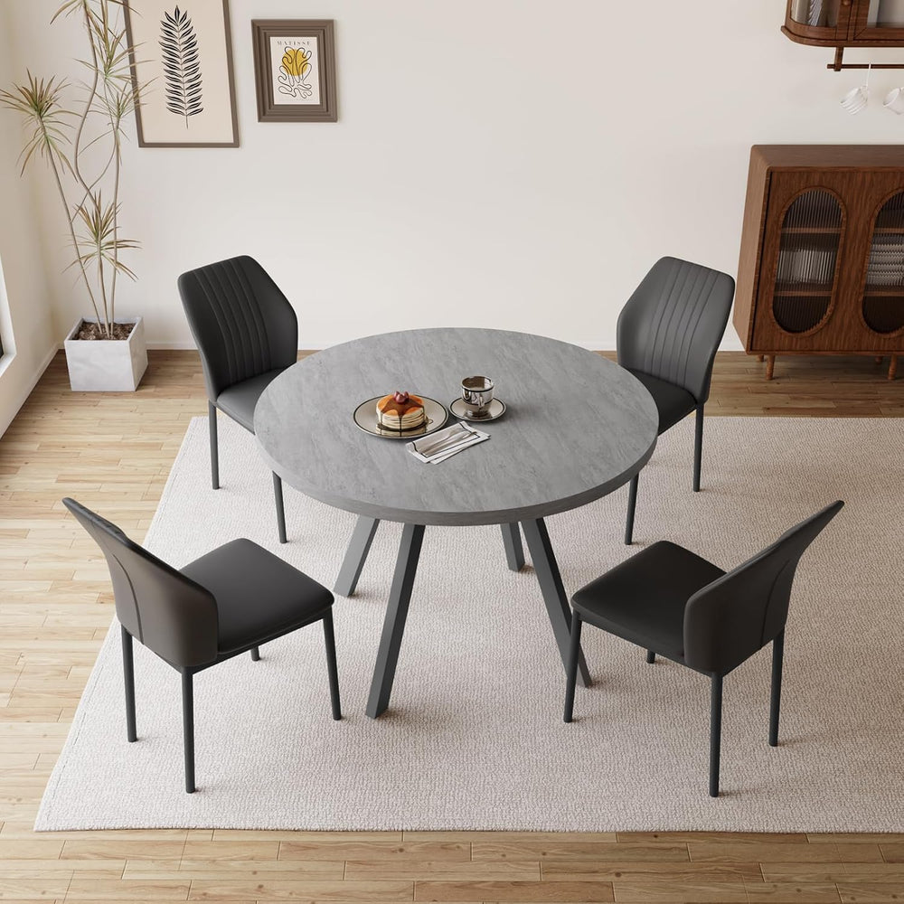 Zerifevni 34.6'' Round Dining Table and Chairs for 4, Mid Century Mod...