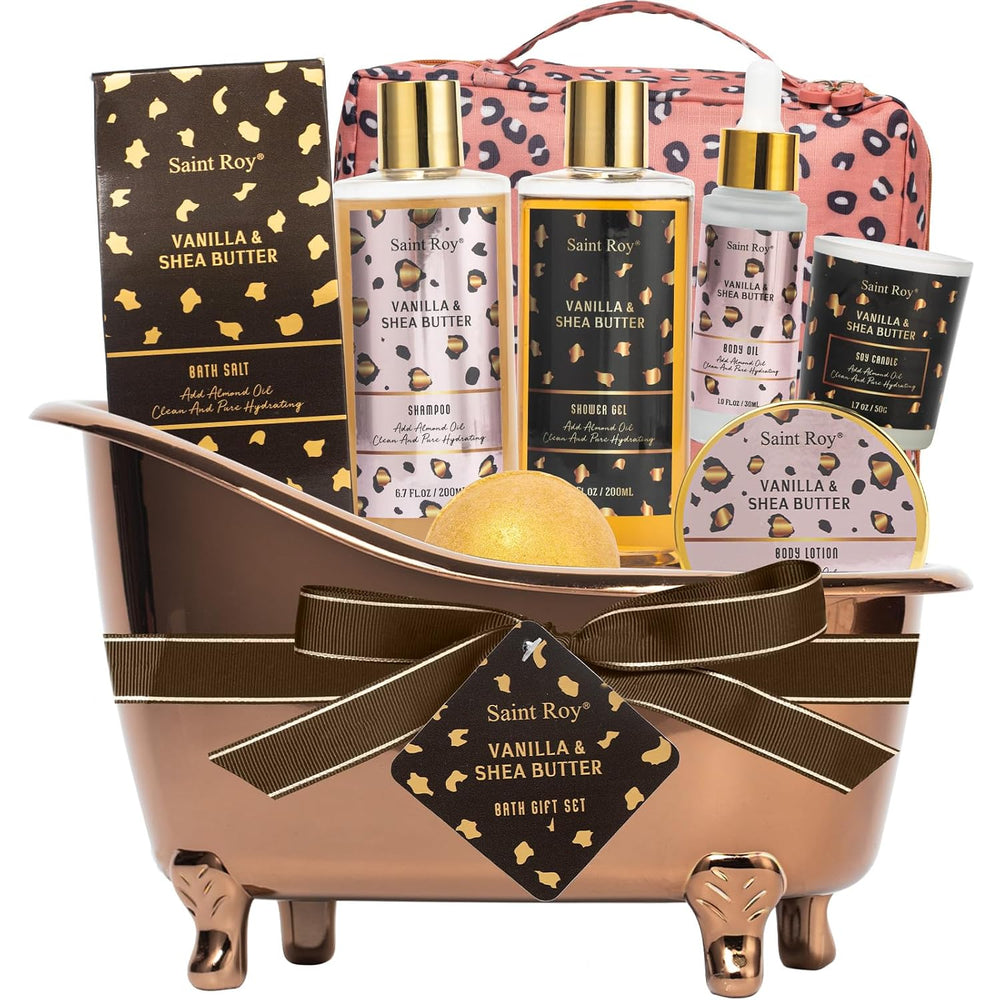 Warm Vanilla Spa Gifts for Women, Spa Bath & Body Gift Basket Skin Care Kit