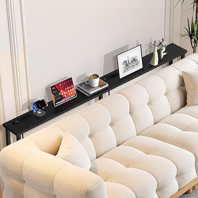 GRLEAF 78" Sofa Table with Built-in Power Strip (4 AC Outlets & 4 US...