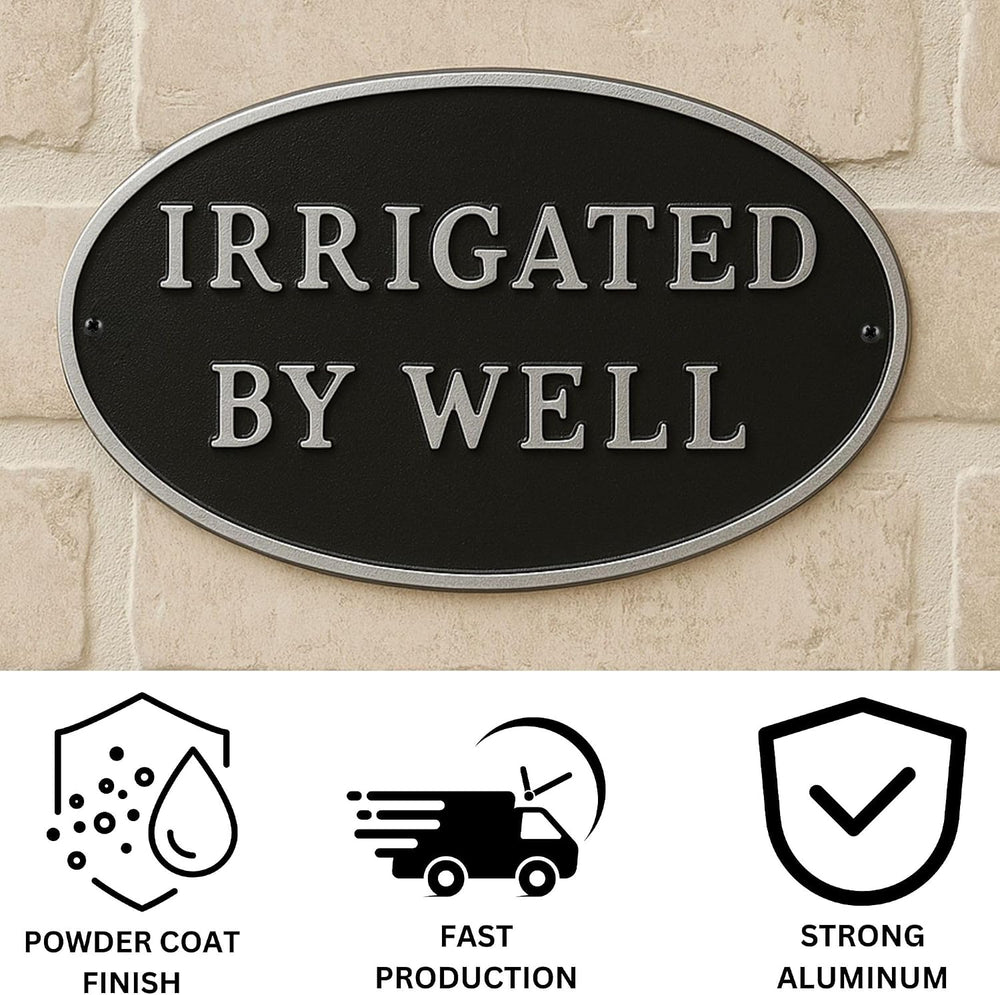 Montague Metal Products Cast Metal Irrigated by Well Oval Plaque Sign