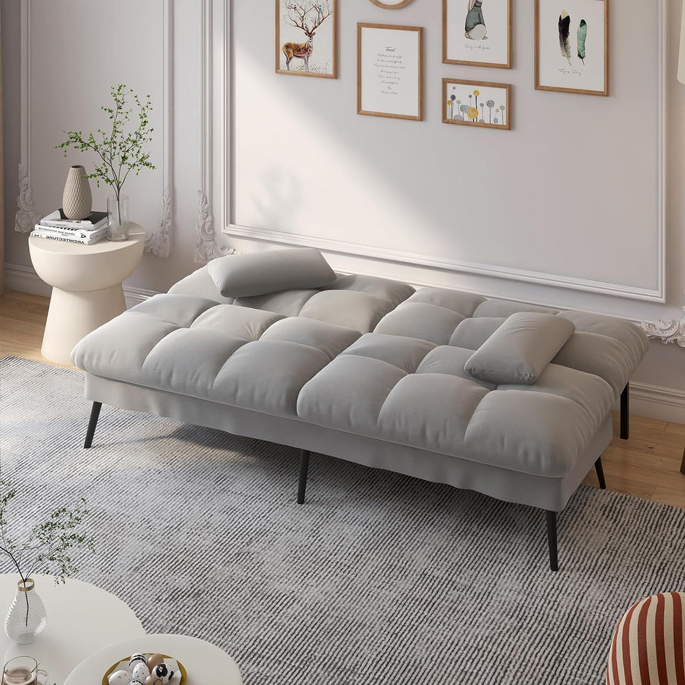 COMHOMA Convertible Futon Sofa Bed, 72″Fabric Futons Couch with Adjustable Ba...