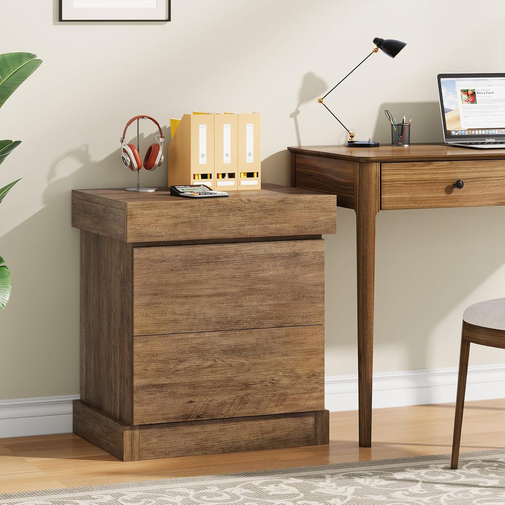 Nightstand with Gun Drawer, Farmhouse Bedside Table with Hidden Storage, Side...
