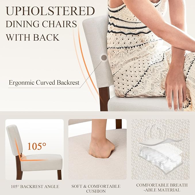COLAMY Upholstered Dining Chairs Set of 6, Modern Kitchen Chairs with Back, F...