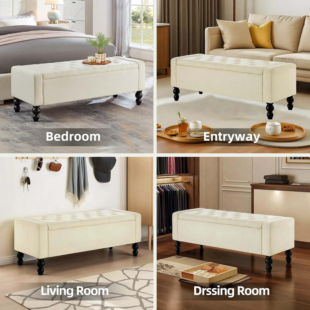50" W Storage Ottoman Bench with Safety Hinge, Load up to 660 lb Ottoman...