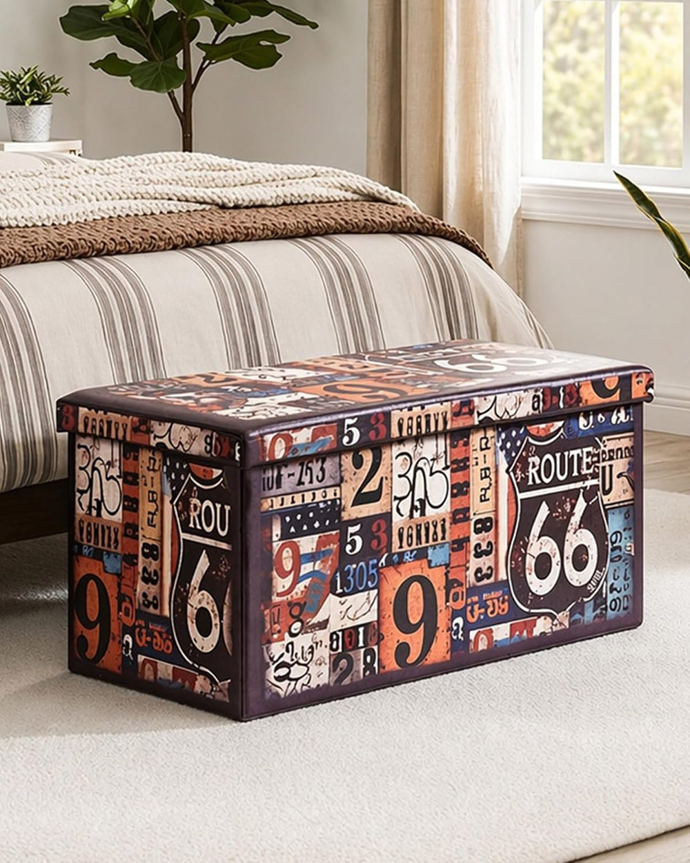 B FSOBEIIALEO Folding Storage Ottoman Bench, 30" Ottoman with Storage | ...