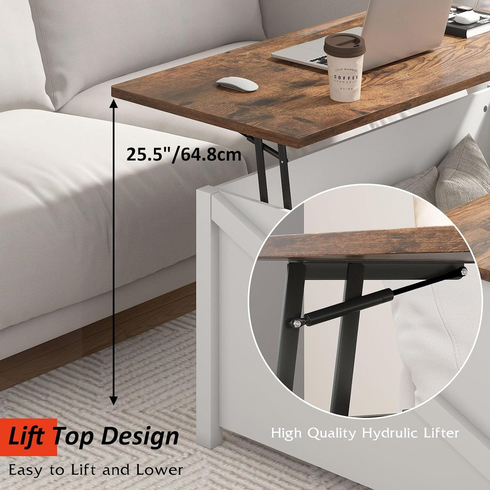 PUKAMI Lift Top Coffee Table with Storage, 31.5" Farmhouse Coffee Table ...