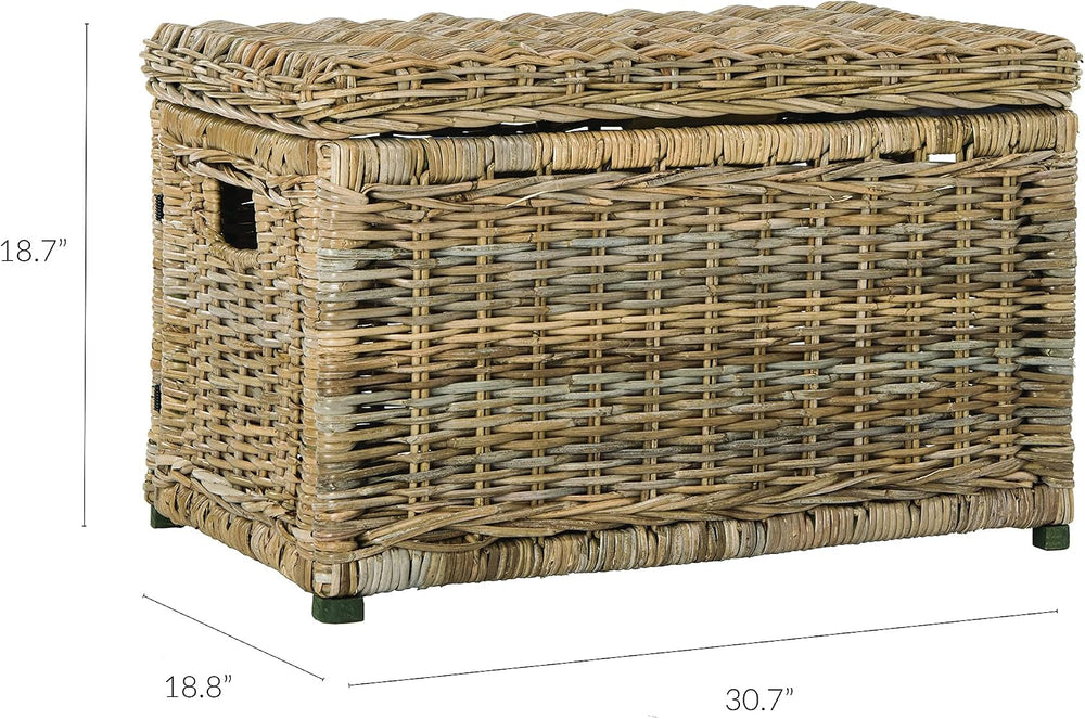 happimess Elijah 31" Wicker Storage Trunk Footlocker Chest, Natural | Ra...