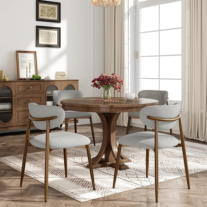 Dining Chairs Set of 2, Curved Back Kitchen Room Chairs with Metal Legs and A...