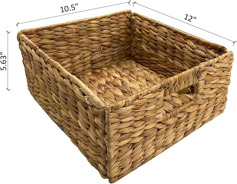 eHemco 4 Tier X-Side End Storage Cabinet with 4 Wicker Baskets, Black