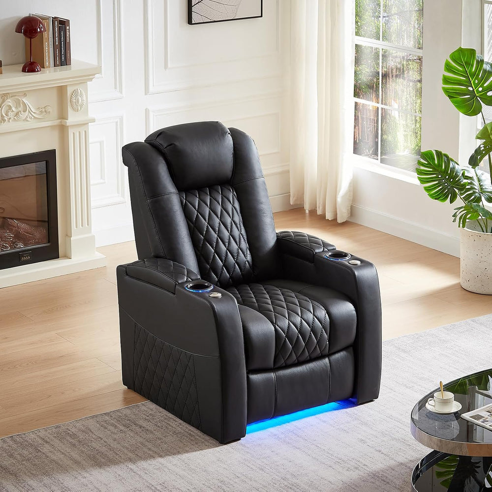 comfiroom Top-Grain Leather Home Theater Seating, Dual-Motor Power Recliner |...