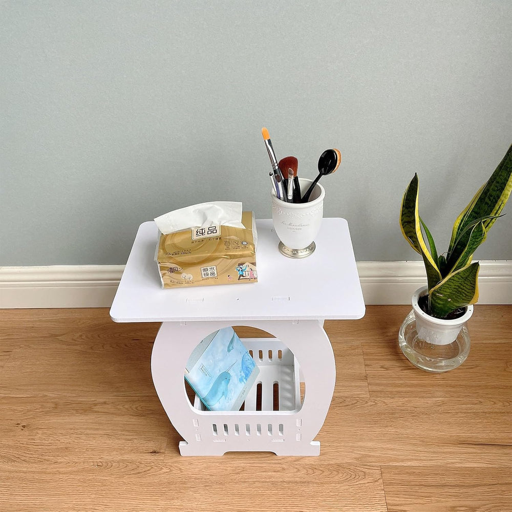 Modern Square Design Small End Table with Rounded Edges Space Efficient for S...