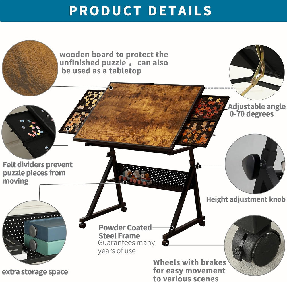 1500Pcs Jigsaw Puzzle Tables for Adults with 4 Trays,Black | Puzzle Board Tab...