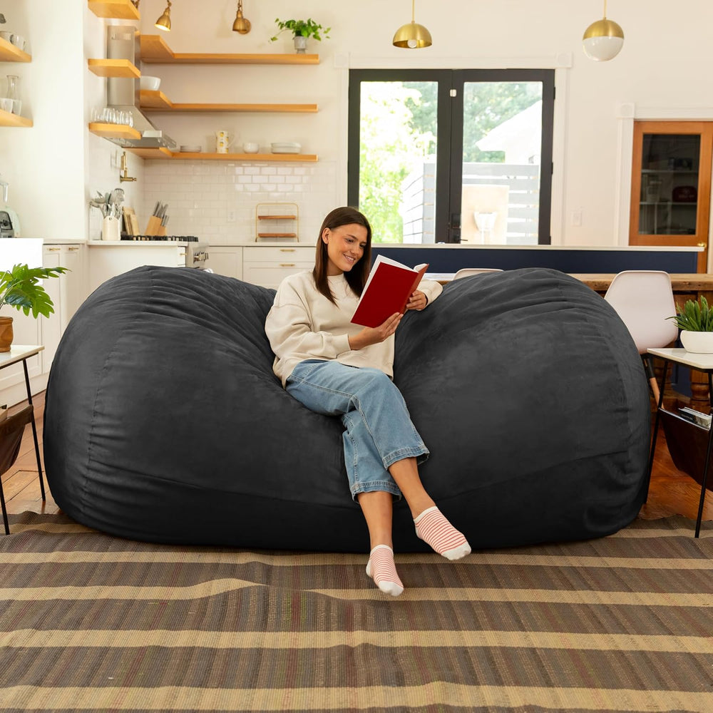 Jaxx 7 Foot Giant Bean Bag Sofa, Black
