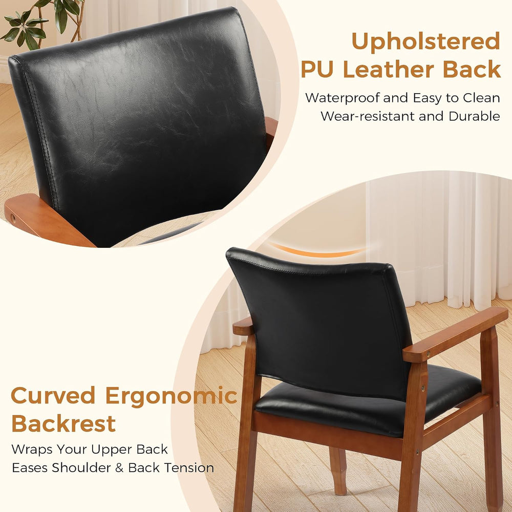 NOBPEINT Mid-Century Modern Dining Chairs with Armrest Set of 1, PU Leather U...