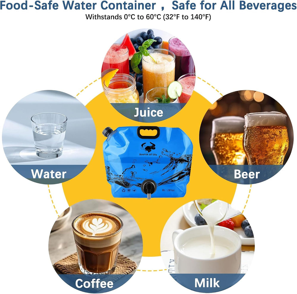 Water Jug Camping 2.1 Gallon Collapsible with Spigot, BPA Free Portable Water...