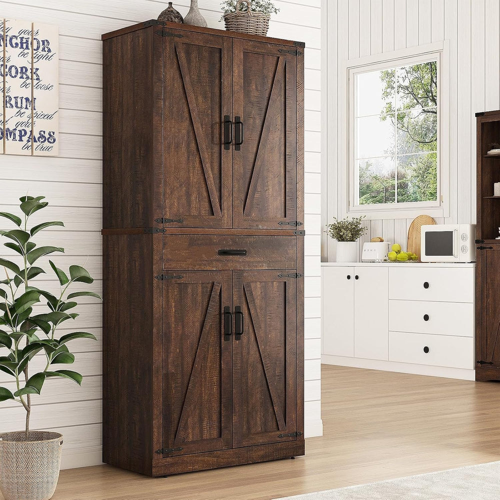 Hlivelood 72" Tall Farmhouse Kitchen Pantry Cabinet with Drawer, Rustic ...