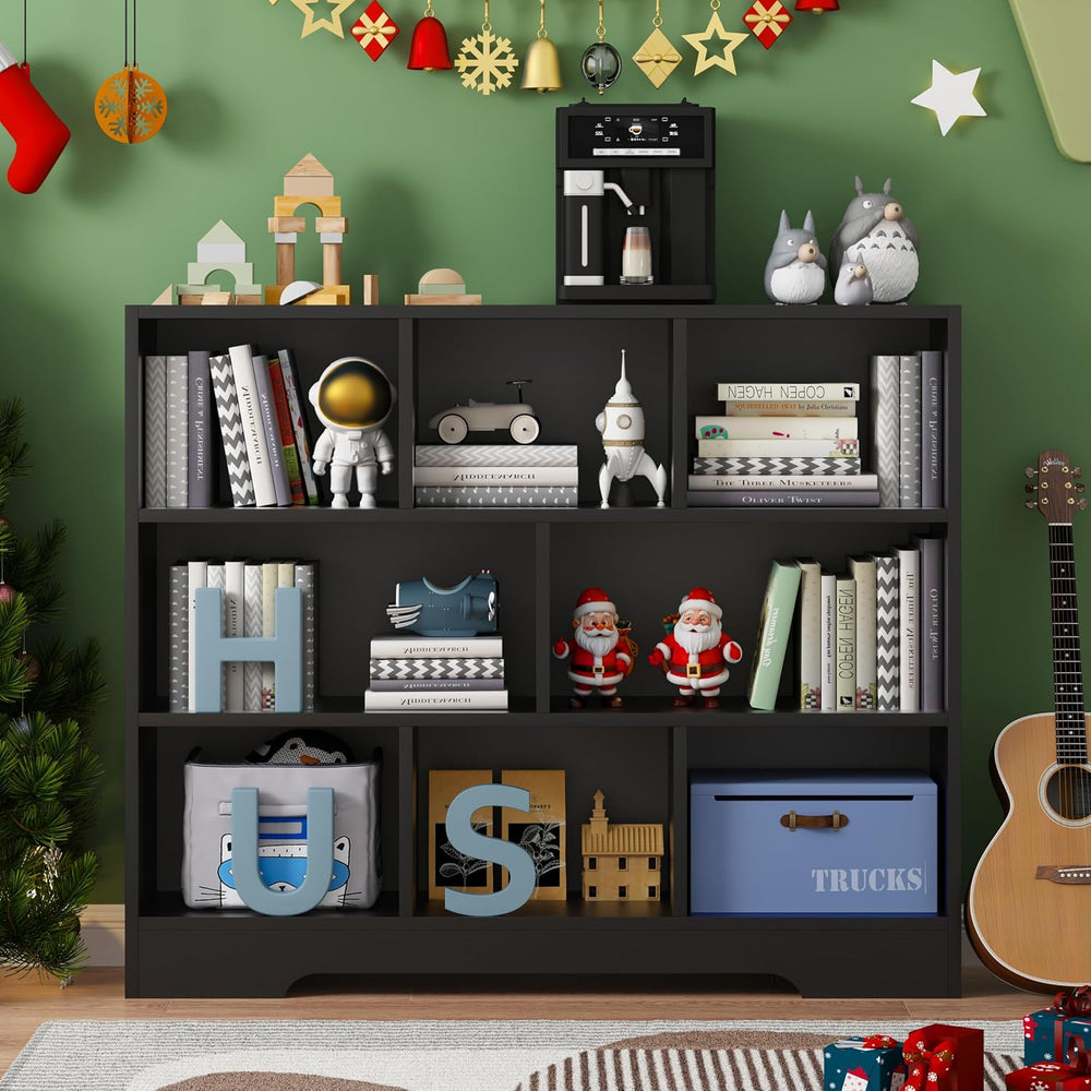 Book Shelf, 8 Cubes Storage Organizer, Open Shelf Bookcase Black Bookshelf